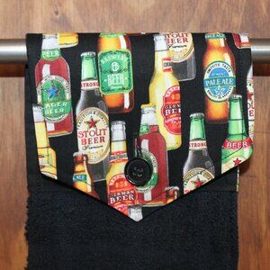 CRAFT BEER HAND TOWEL ALE BREWERY HANDMADE HANGING KITCHEN BLACK COTTON TOWEL